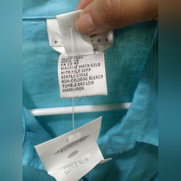 Talbots Turquoise Linen Shirt - Picture 6 of 7